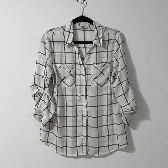 Dex White/Burgundy/Black Long Sleeve Button Down - Picture 2 of 7